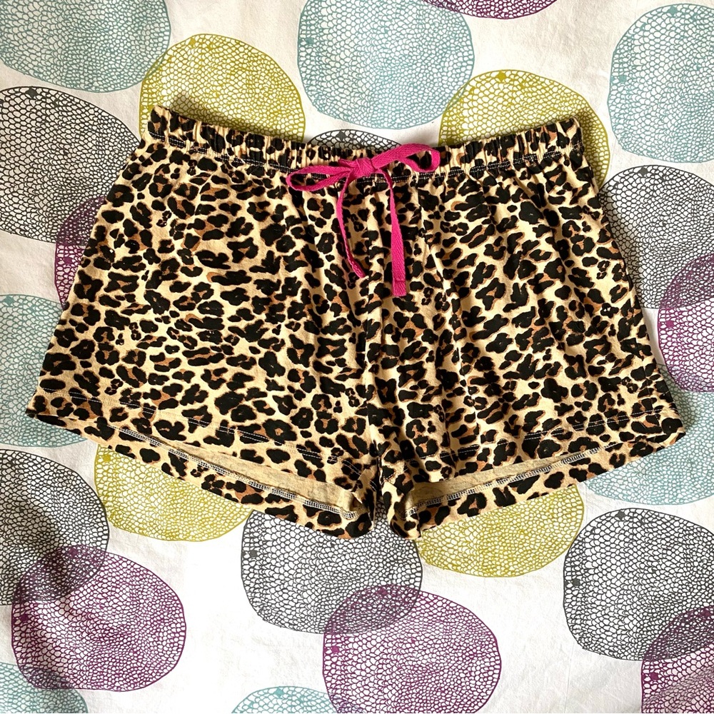 Leopard Print Cotton Pajama Shorts